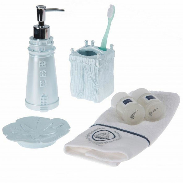 BA1403 DENİZ FENERİ MAVİ MODEL 3 LÜ BANYO SETİ ürün görseli 1