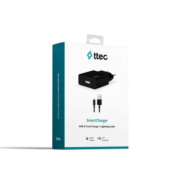 Ttec 2SCS20LS Smartcharger Seyahat Şarj Aleti 2.1A + Lightning Kablo Siyah - Resim 5