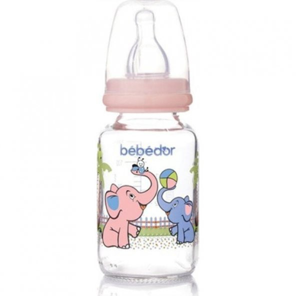 Bebedor 30302 Desenli Cam Biberon 125 ml Pembe Fil Desenli ürün görseli 1