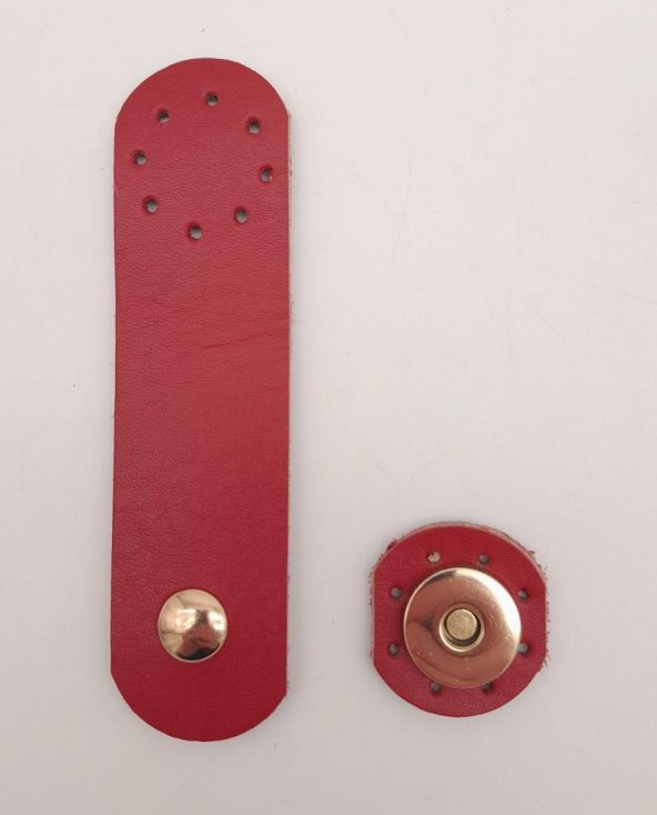 Angel Çanta Aksesuar 11x3 cm Kırmızı Gerçek Deri Yuva Model Çanta Kapağı Light Gold Metalli ürün görseli 1
