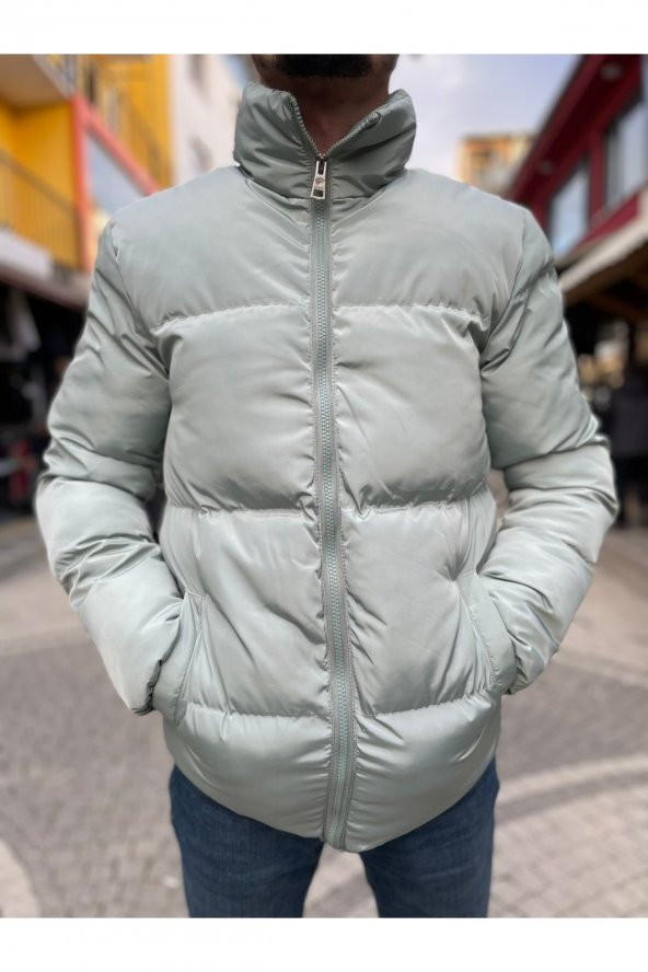 BLUES MODA DİK YAKA ŞIK GÖRÜNÜMLÜ ŞİŞME MONT - Resim 2