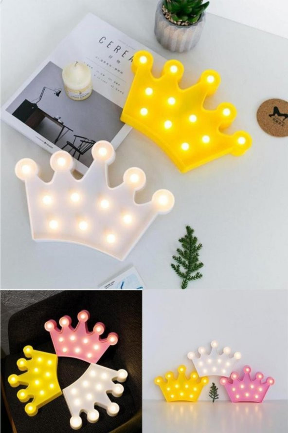 3d Dekoratif Pilli Kraliçe Tacı Model Led Masa Ve Gece Lambası ürün görseli 1