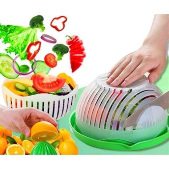 Pratik Salata Yapma Kasesi Kolay Salata Yapma Aparatı Tabağı ürün görseli 1