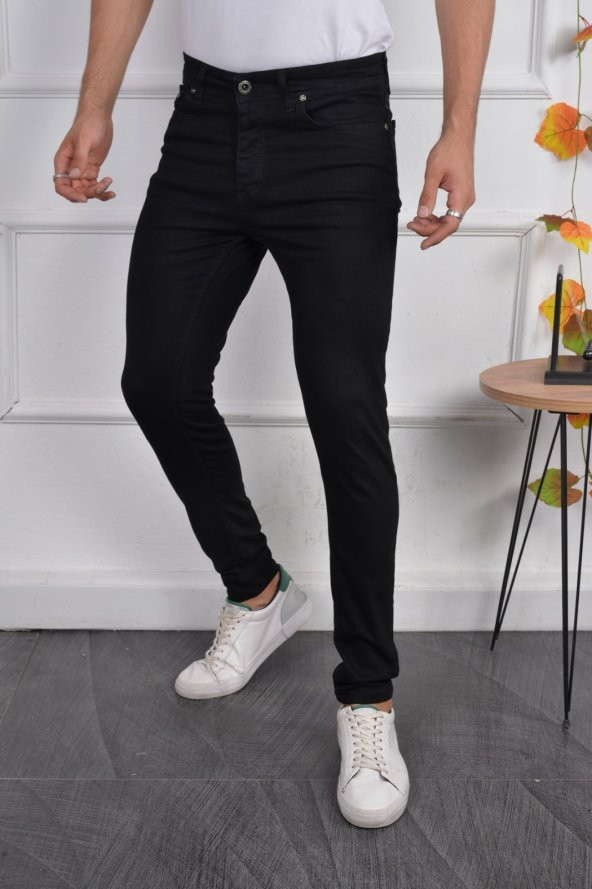 Erkek Jeans Skinny Fit Likralı Siyah Dar Paça Kot Pantolon ürün görseli 1