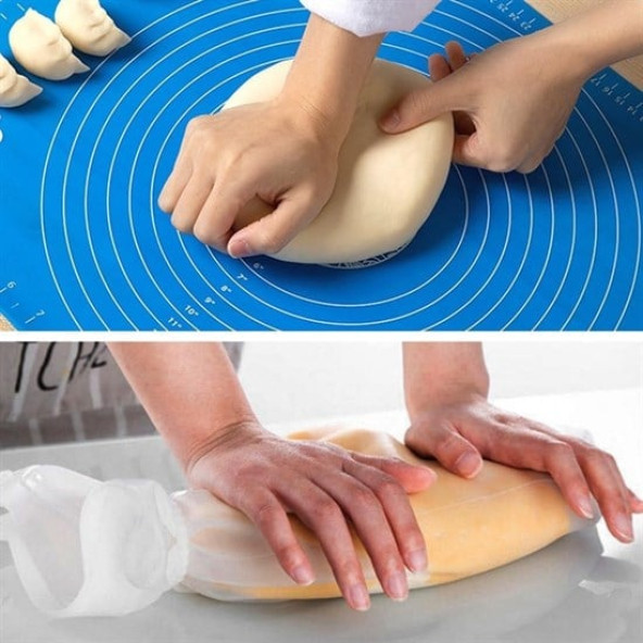 40x50 cm Silikon Ölçekli Kullanımı Kolay Hamur Açma Matı Ekmek Mantı Makarna Hamuru Yoğurma  Matı ürün görseli 1