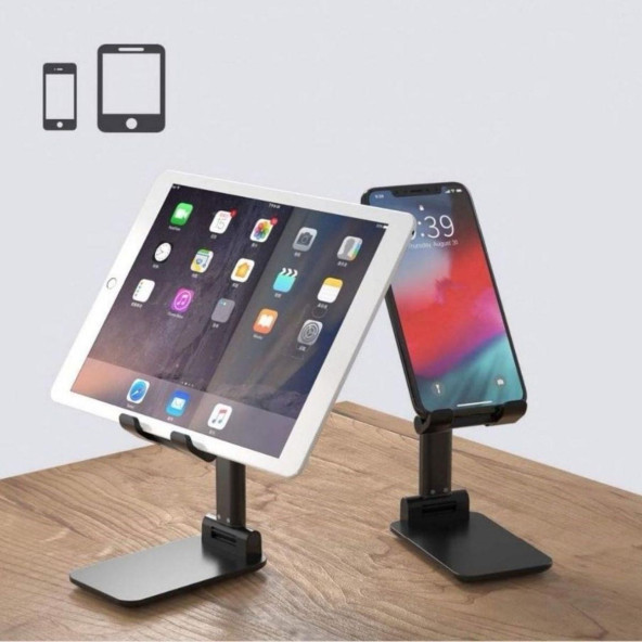 Siyah Aynalı Cep Telefonu Sabitleyici Stand Katlanabilir Ayarlanabilir Telefon Standı ürün görseli 1