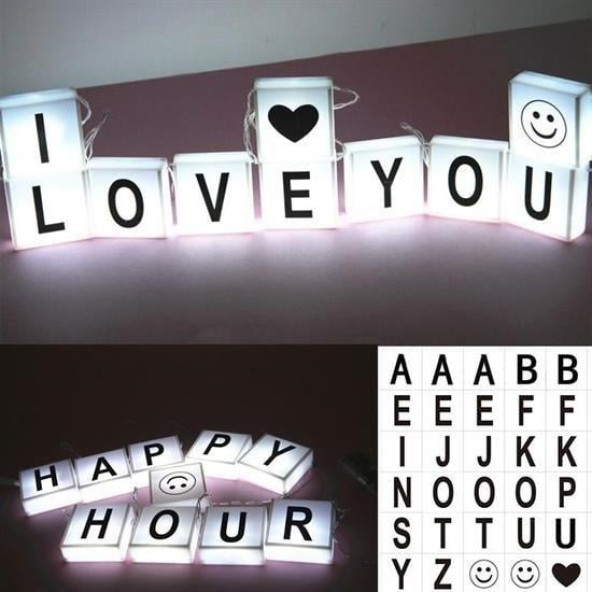 10lu Lightbox Işıklı Harf Mesaj Panosu Dekoratif  Harf Işık Zinciri ürün görseli 1