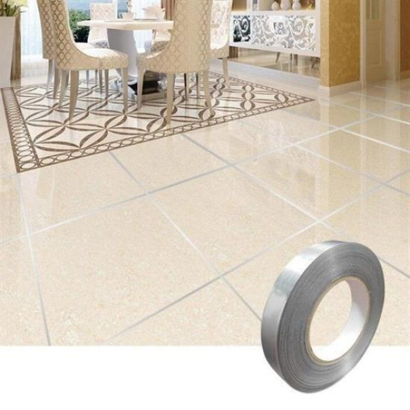 50 Metre Fayans Arası Şerit Dekoratif Yapışkan Renkli Dekor Su Geçirmez Sızdırmaz Gümüş Bant Kaplama ürün görseli 1