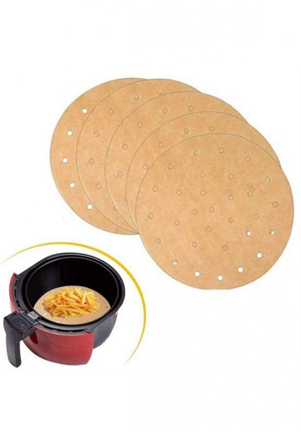 AirFryer Frütöz Pişirme Kağıdı Yağlı Yapışmaz Yuvarlak Firitöz Kağıdı (100 adet) ürün görseli 1