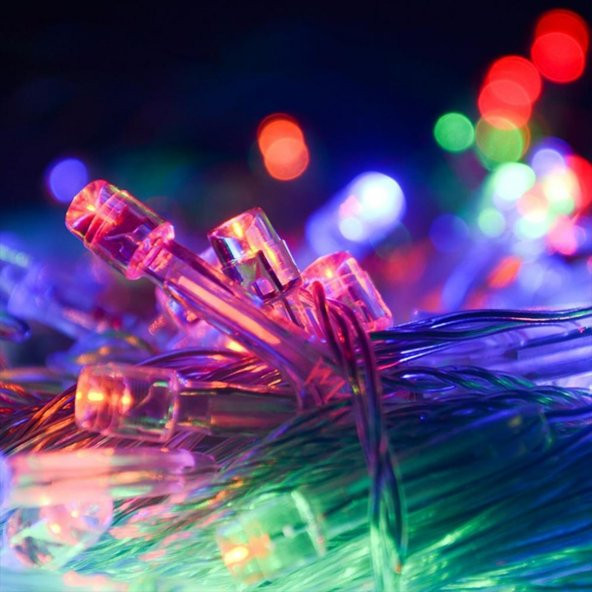 10 Metre 100 Ledli 8 Fonksiyonlu Karışık Renkli RGB Led Kutlama Lambası ürün görseli 1
