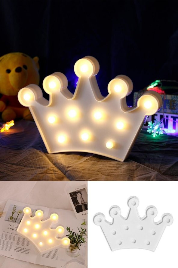 3d Dekoratif Pilli Kraliçe Tacı Model Led Masa Ve Gece Lambası ürün görseli 1