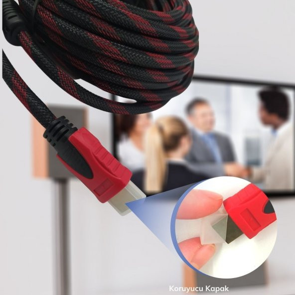 Buffer HDMI Kablosu HDTV Bilgisayar Uydu Görüntü Ses Full HD Sargılı Görüntü Aktarma Kablosu ürün görseli 1