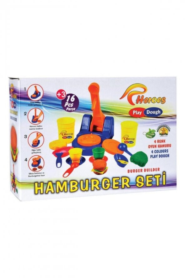 Eğitici Eğlenceli Hamburger Ustası 16 Parça Oyun Hamuru Seti ürün görseli 1
