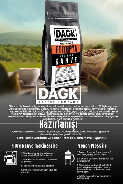 Dagk   Etiyopya Çekirdek Kahve 250gr - Resim 7
