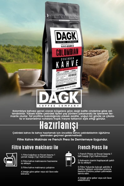 Dagk   Colombian Çekirdek Kahve 250gr - Resim 6