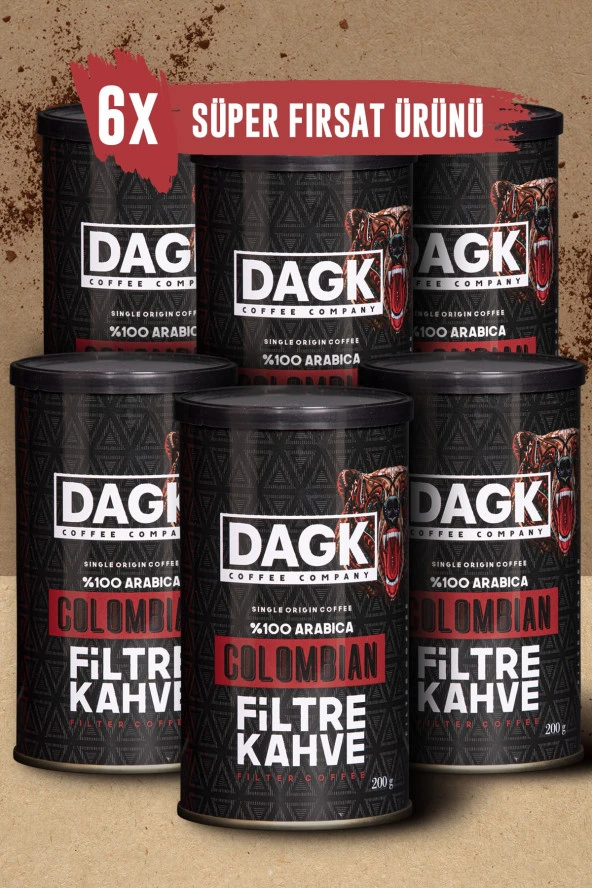 Dagk   Colombian Filtre Kahve 6x200g Süper Fırsat Ürünü ürün görseli 1