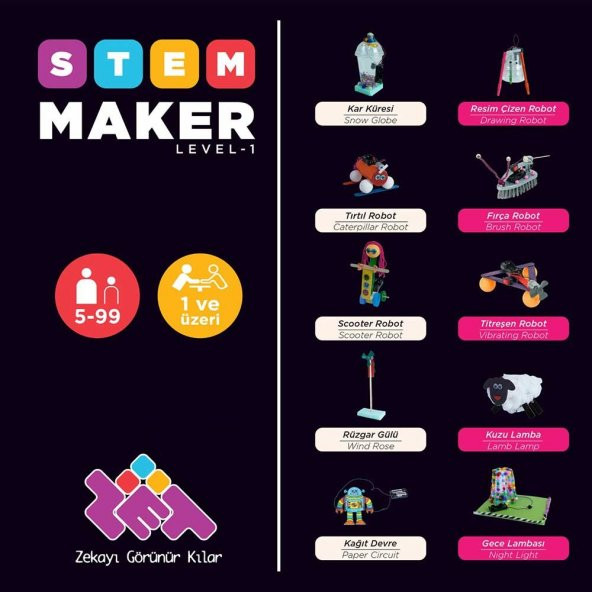 STEM - MAKER ELEKTRONİK SETİ Level-1 5+ Yaş 1+ Oyuncu - Resim 2