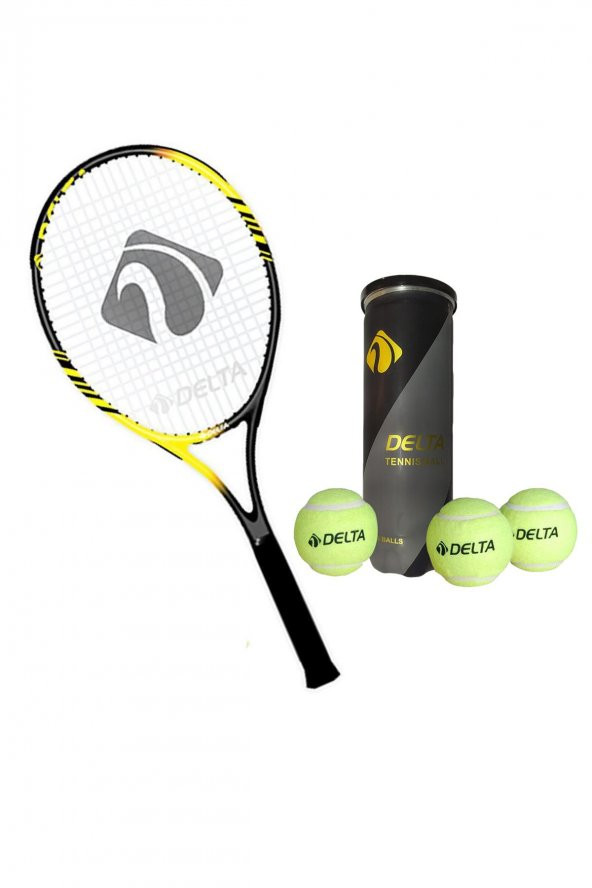 Delta Flame 27 İnç Tek Parça L3 Grip Kort Tenis Raketi + Çantası + 3 Adet Tenis Maç Topu Seti ürün görseli 1