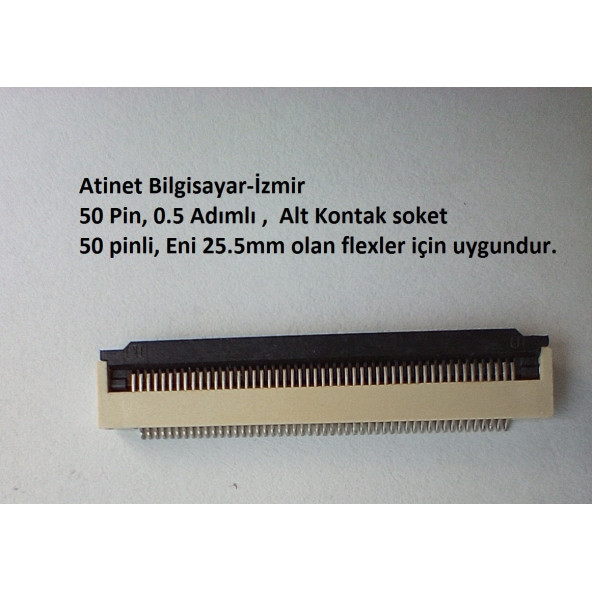 50 Pin 0.5 Adımlı Alt kontak  Flex Soketi Flex Ffc Konnektörü 50-0.5-Alt ürün görseli 1