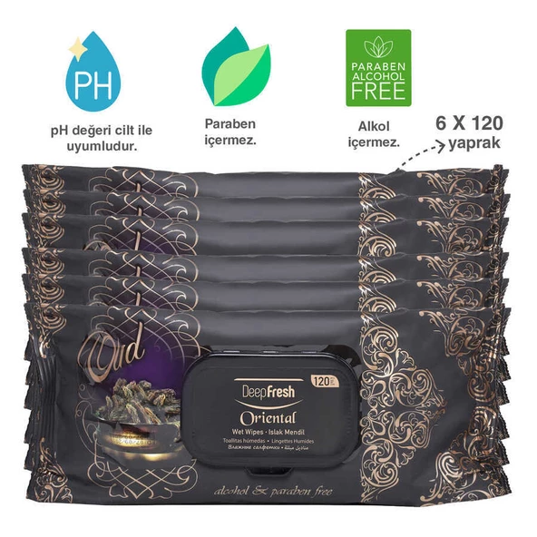 Deep Fresh Oriental Islak Mendil Oud 6 x 120 Yaprak - Resim 8
