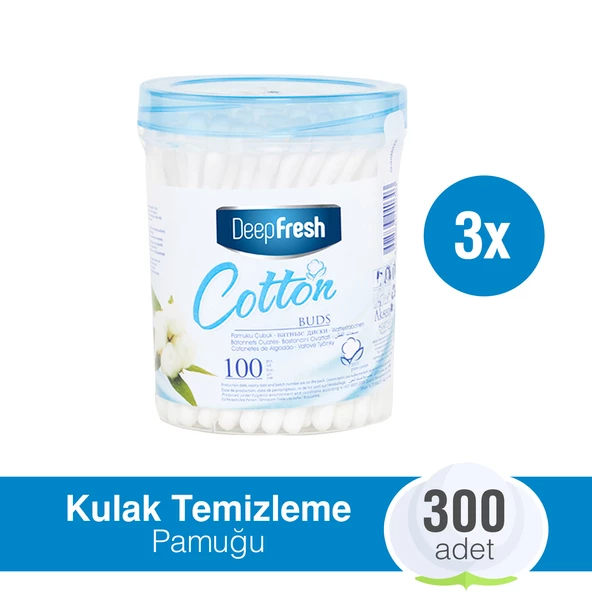 Deep Fresh Pamuklu Kulak Temizleme Çubuğu 3'lü Paket 300 Adet ürün görseli 1