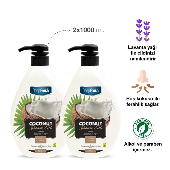 Deep Fresh Duş Jeli Coconut 1 lt x 2 Adet - Resim 2