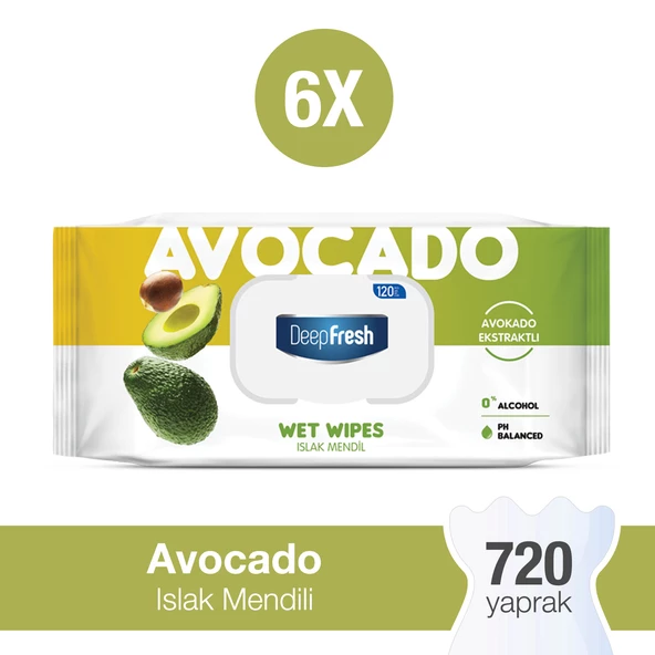 Deep Fresh Doğal Özler Avokado Islak Mendil 6 x 120 Yaprak ürün görseli 1