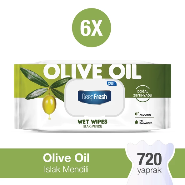 Deep Fresh Doğal Özler Zeytinyağı Islak Mendil 6 x 120 Yaprak ürün görseli 1