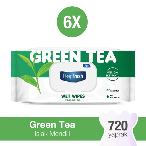 Deep Fresh Doğal Özler Yeşil Çay Islak Mendil 6 x 120 Yaprak ürün görseli 1