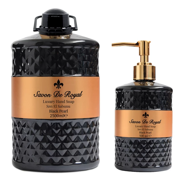 Savon De Royal Luxury Vegan Sıvı Sabun Black Pearl 2,5 lt & 500 ml ürün görseli 1