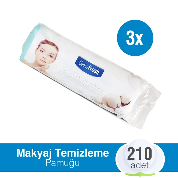 Deep Fresh Makyaj Temizleme Pamuğu 3'lü Paket 210 Adet ürün görseli 1
