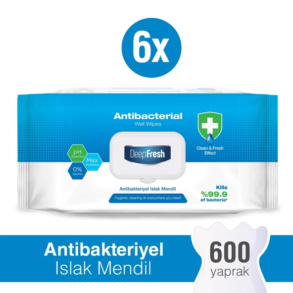 Deep Fresh Antibakteriyel Islak Mendil 6 x 100 Yaprak ürün görseli 1