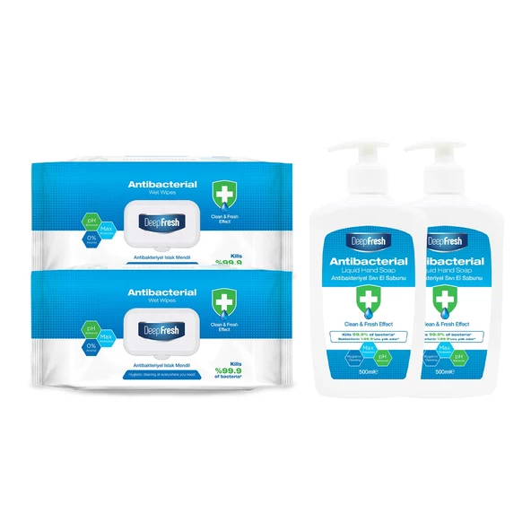 Deep Fresh Antibakteriyel Sıvı Sabun 2 x 500 ml & Islak Mendil 2 x 100 Yaprak ürün görseli 1