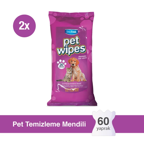 Deep Fresh Pet Temizleme Mendili 2 x 30 Yaprak ürün görseli 1