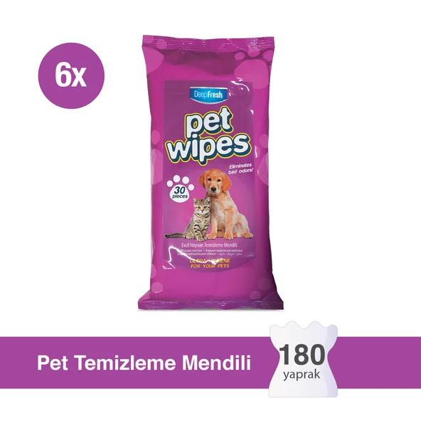 Deep Fresh Pet Temizleme Mendili 6 x 30 Yaprak ürün görseli 1