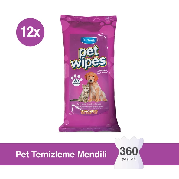 Deep Fresh Pet Temizleme Mendili 12 x 30 Yaprak ürün görseli 1