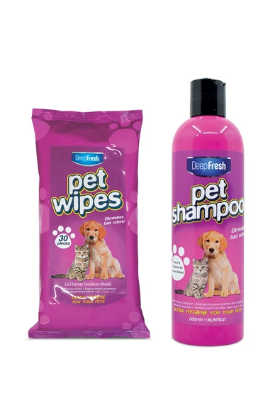Deep Fresh Pet Şampuanı 500 ml & Pet Temizleme Mendili 30 Yaprak ürün görseli 1