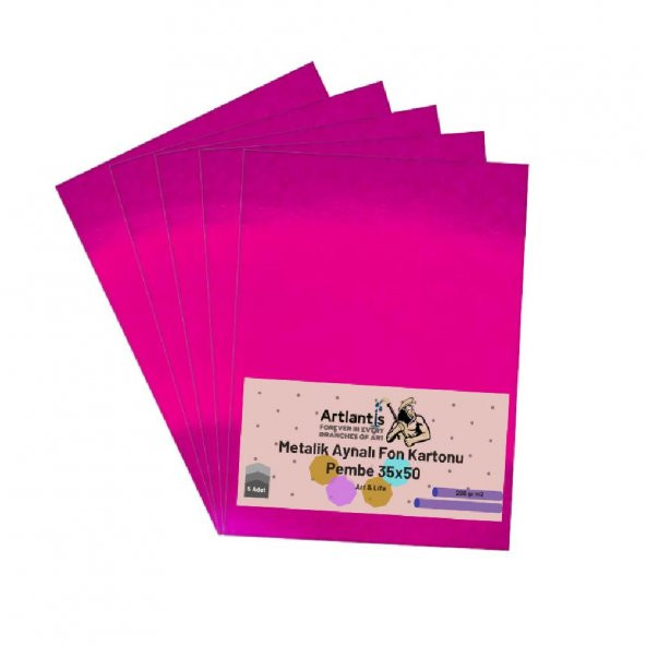 Pembe 35x50 Metalik Aynalı Fon Kartonu 5 Adet 1 Paket Artlantis Aynalı Metalik Fon Kartonu ürün görseli 1
