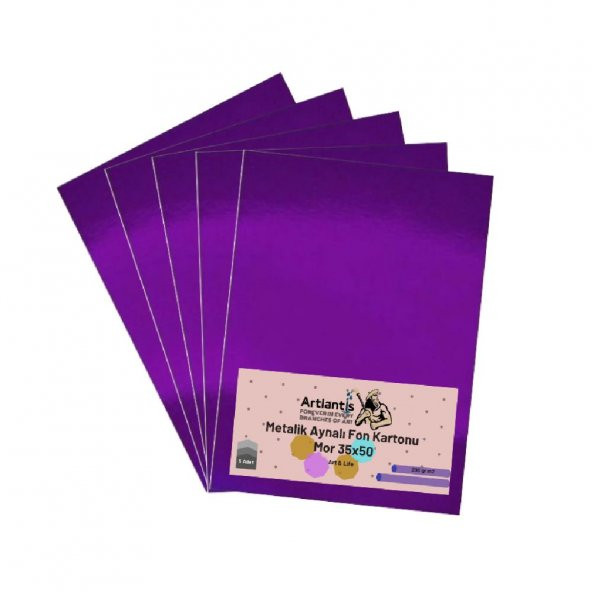 Mor 35x50 Metalik Aynalı Fon Kartonu 5 Adet 1 Paket Artlantis Aynalı Metalik Fon Kartonu ürün görseli 1