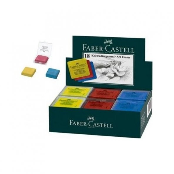Faber-Castell Hamur Silgi Kutulu Renkli 18li Paket ürün görseli 1