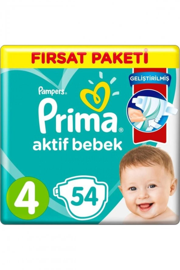 Prima Aktif Bebek 4 Numara 54 Adet Bebek Bezi ürün görseli 1