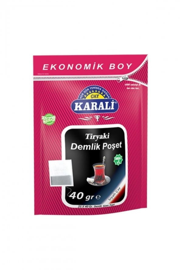 Karali Çay   Karali Tiryaki Jumbo Demlik Poşet Siyah Çay 25x40 gr ürün görseli 1