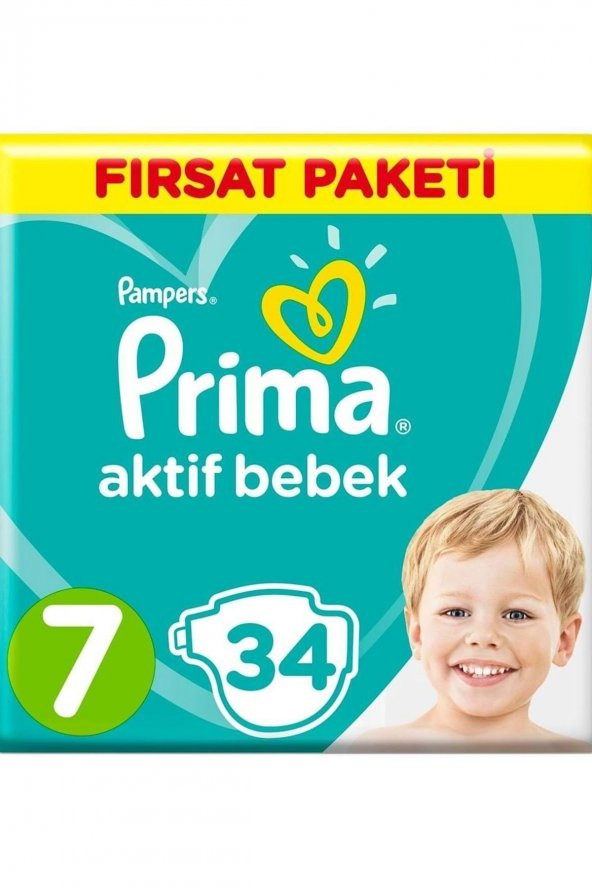 Prima Aktif Bebek Bezi Fırsat Paketi 7 Beden Large 34lü ürün görseli 1