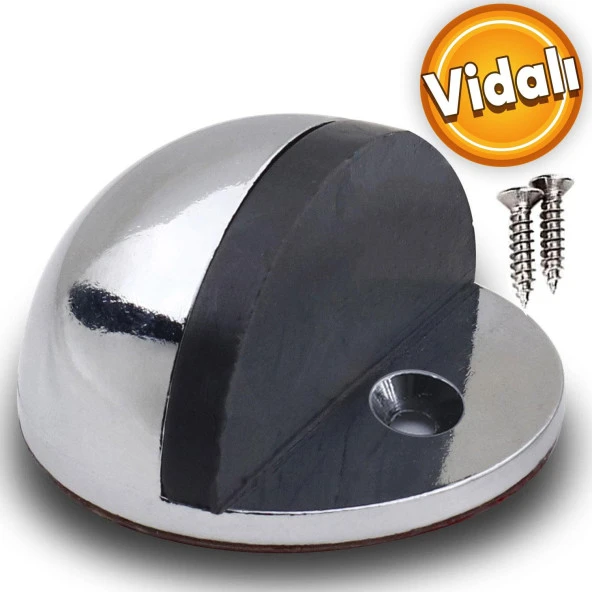 Yarımay Kapı Stoperi Tamponu Vidalı Metal Kapı Stopu Durdurucu Tutucu Krom ürün görseli 1