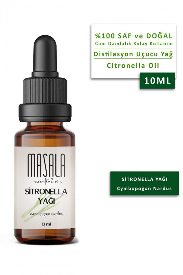 Masala Saf Sitronella Yağı 10 ml. - (Citronella Essential Oil) Cymbopogon Nardus ürün görseli 1