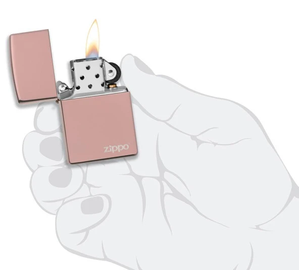 Zippo Rose Gold Classic Logo Çakmak - Resim 4