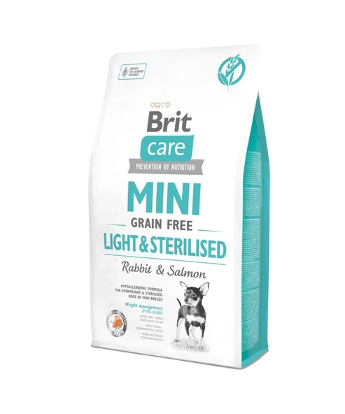 Brit Care Hypoallergenic Mini Light Sterillised Tavşanlı&Somonlu Tahılsız Köpek Maması 2 kg ürün görseli 1