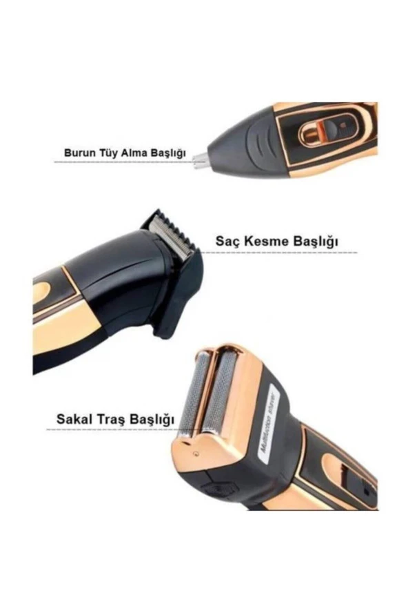 3'lü Set Saç Sakal Kesme Traş Makinesi Burun Kılı Alma 3 In1 Pro Model Erkek Bakım Seti ürün görseli 1