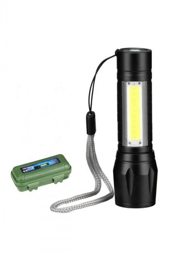 Usb Şarjlı Mini El Feneri 2mod +yan Led 3w Çakarlı Q5 Alüminyum Kutulu Pt-4140 ürün görseli 1