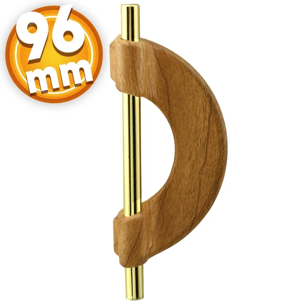 Carmen Çekmece Mutfak Kapak Dolap Kulpu Kulbu (96 MM-9.6 CM) Gold Açık Ceviz Sert Plastik Kulp ürün görseli 1